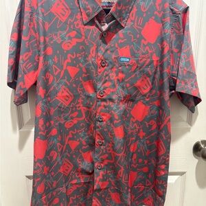 DIXXON Abstract Red and Gray Men's Shirt